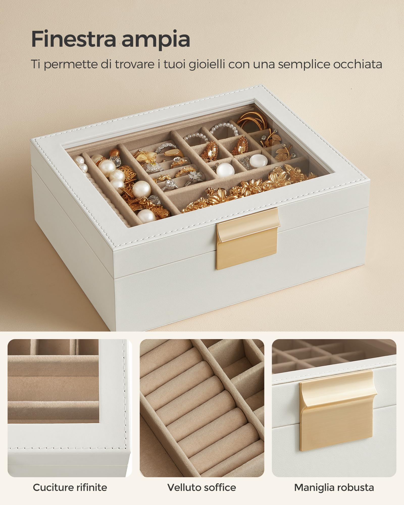 Yewclls Vassoio Portagioie, Organizer Per Orecchini, Con Coperchio - Foto 3