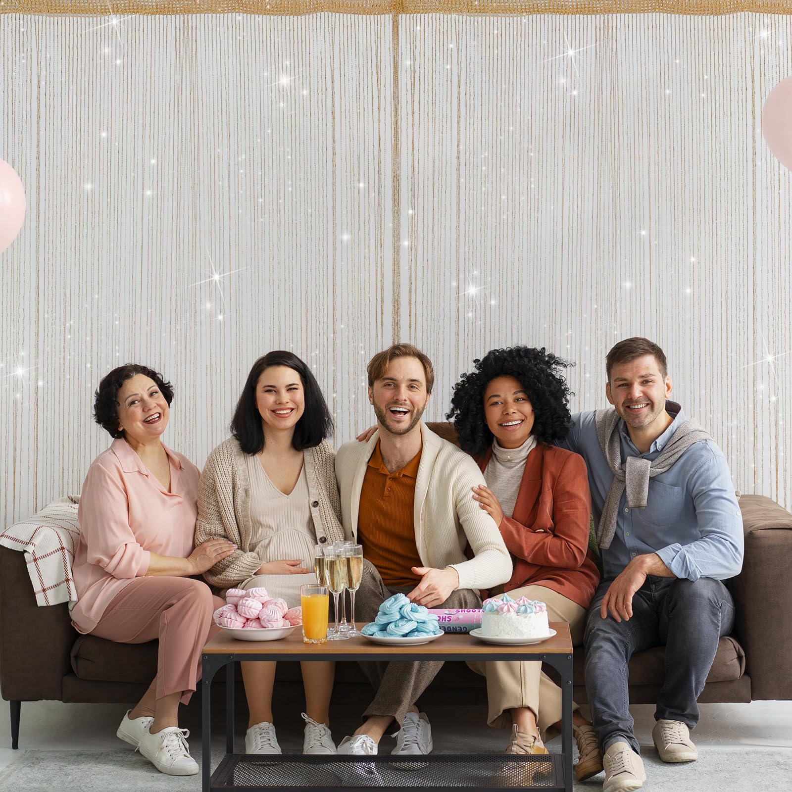 LITLANDSTAR 4 Stück Fadenvorhang Türvorhang, Glitzer Türvorhang Fensterdekoration Raumteiler Dekoration Perlenvorhang für Hochzeit Party Dekoration, 100 x 200cm (Champagne)