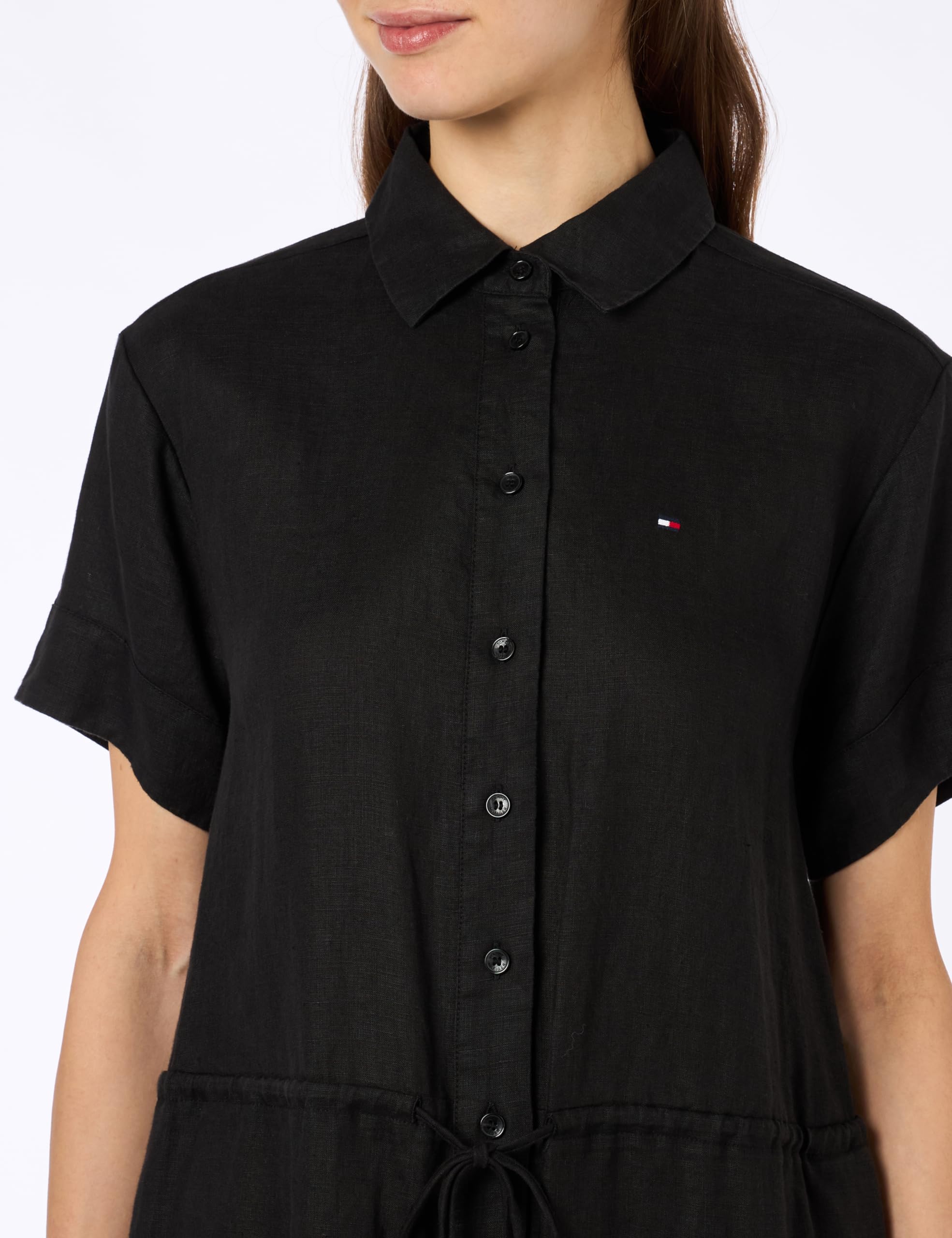 Tommy Hilfiger Vestido camisero Mujer Leinen Midi Shirt Dress corte hasta la rodilla