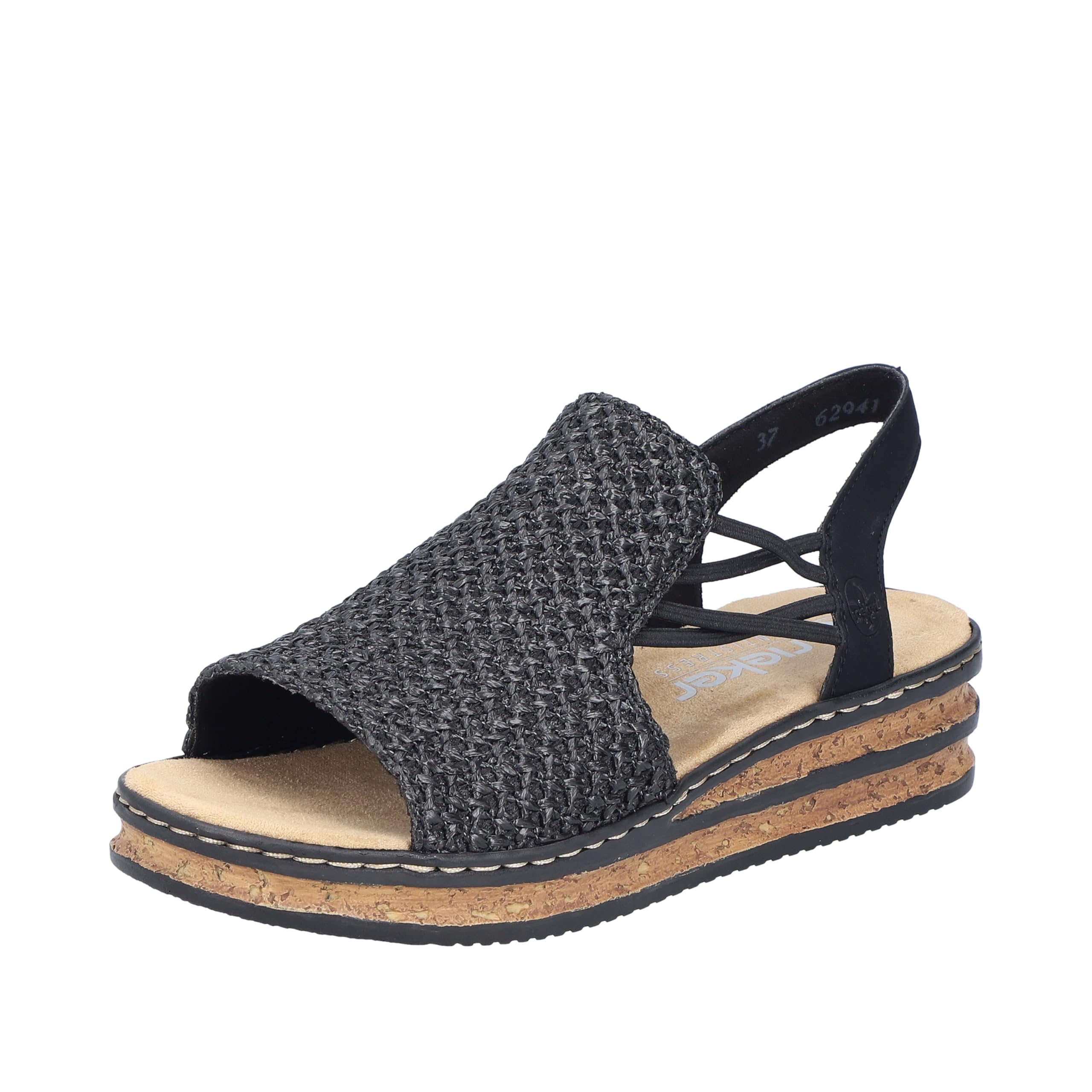 Rieker Women's 62941 Sandals, black, 8 UK