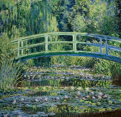 Monet C1898 - Póster de lirios de agua y puente japonés, óleo sobre lienzo de Claude Monet C1898 (24 x 36)