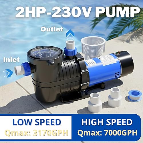 Miniatura 2 de FOTING 2026NEW Bomba de piscina en /sobre el suelo, bomba de piscina autorecortable de 1.5 pulgadas y 2 pulgadas, conectores de entrada NPT, 2HP