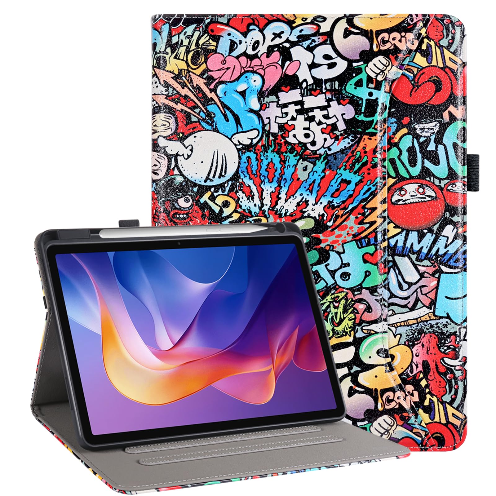 Vakarey für Lenovo Idea Tab Hülle mit Stifthalter Stoßfest Hülle für Lenovo Idea Tab 11 Zoll TB336FU,Graffiti