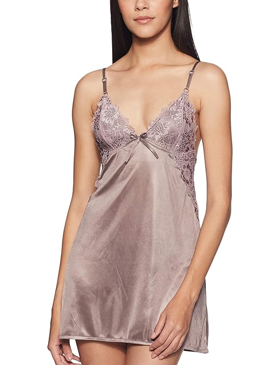 Women's Satin Babydoll with Lacy Cups