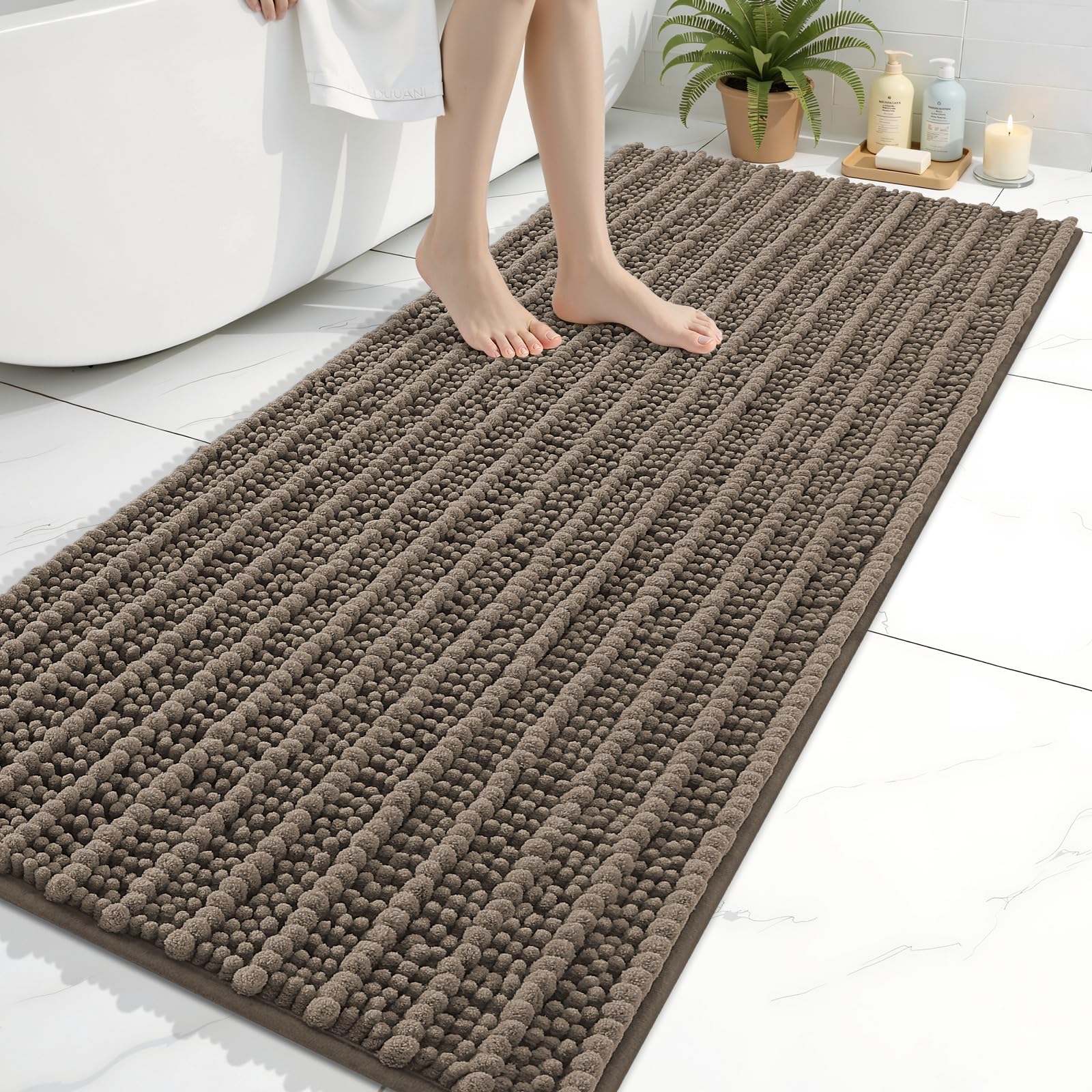 Arotive Bathroom Rugs Mat 60x24, Soft Absorbent Chenille Shaggy Bath Mat
