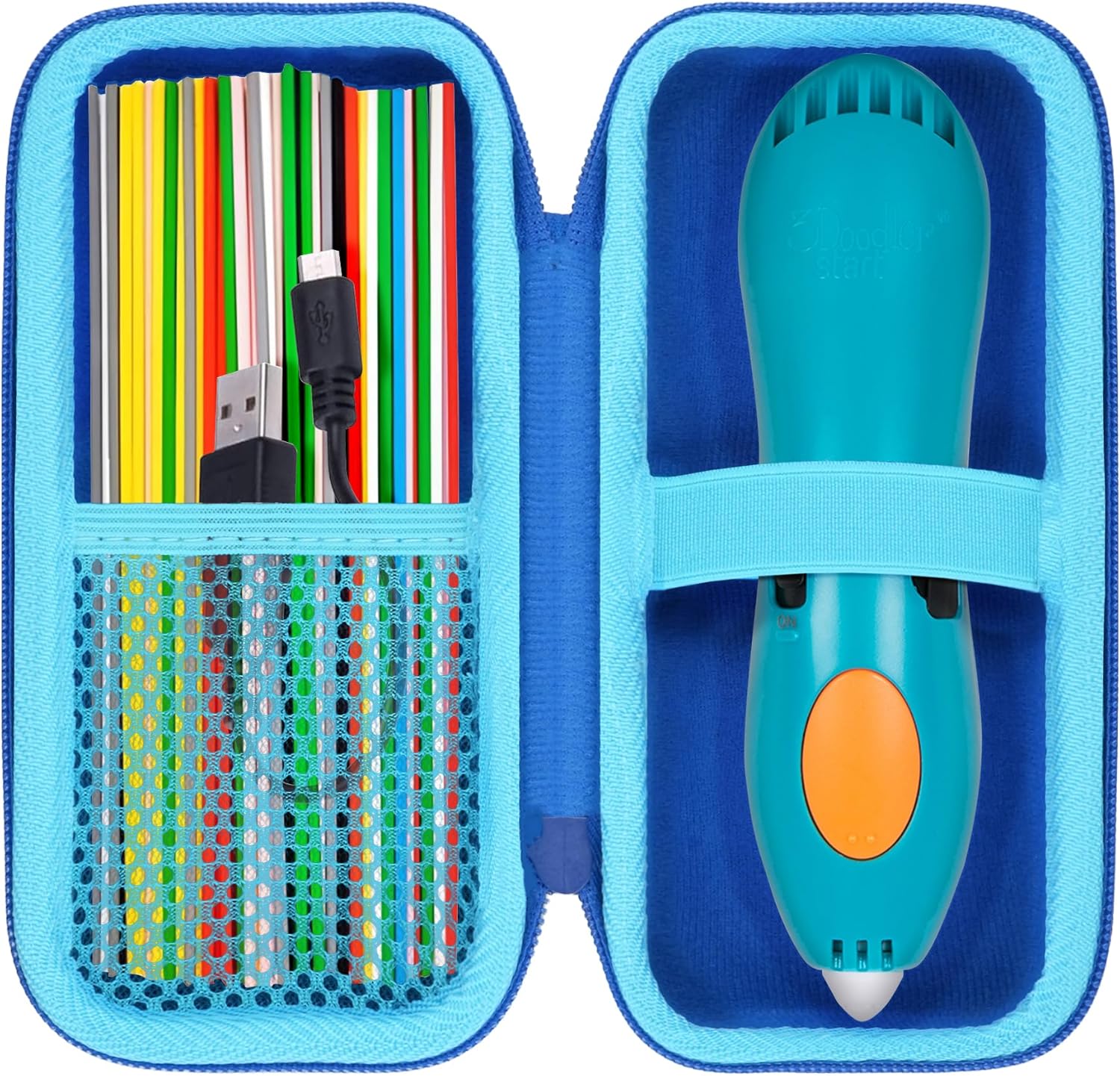 Aenllosi for 3Doodler Start+ Essentials (2024) 3D Pen Hard Case, Holders for 3Doodler Start 3D Printing Pen Filament Refill Pack and USB Cable (Case Only) Blue