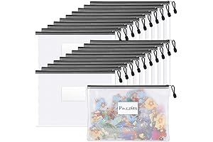 Sooez 20 Pack Document Pouch with Zipper, Mesh Zipper Pouch, Plastic Zip File Document Folders