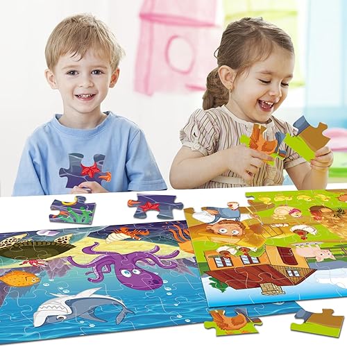 Miniatura 4 de Rompecabezas de suelo jumbo para niños, rompecabezas de fiesta de insectos de 35 piezas de 3 a 5 años, juguetes de desarrollo de aprendizaje