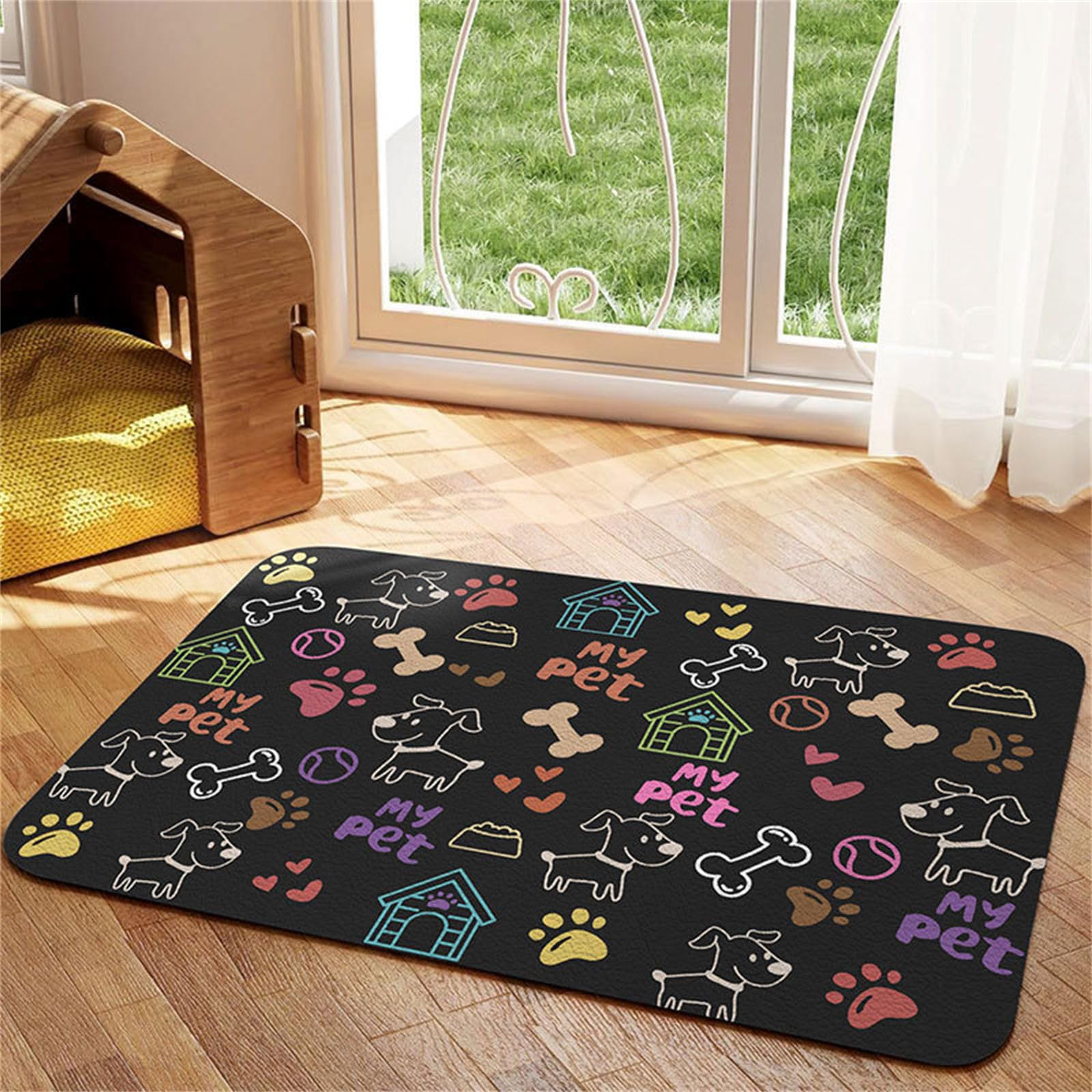 Hearda Absorbent Pet Food Mat, Pet Mats for Food Bowls Pet Feeding Mat Dog Bowl Mats Non Slip Quick Dry Water Dispenser Mat Dog Food Placemat Diatomite Cat Dog Feeding Mat (50x80cm,Love Heart J)