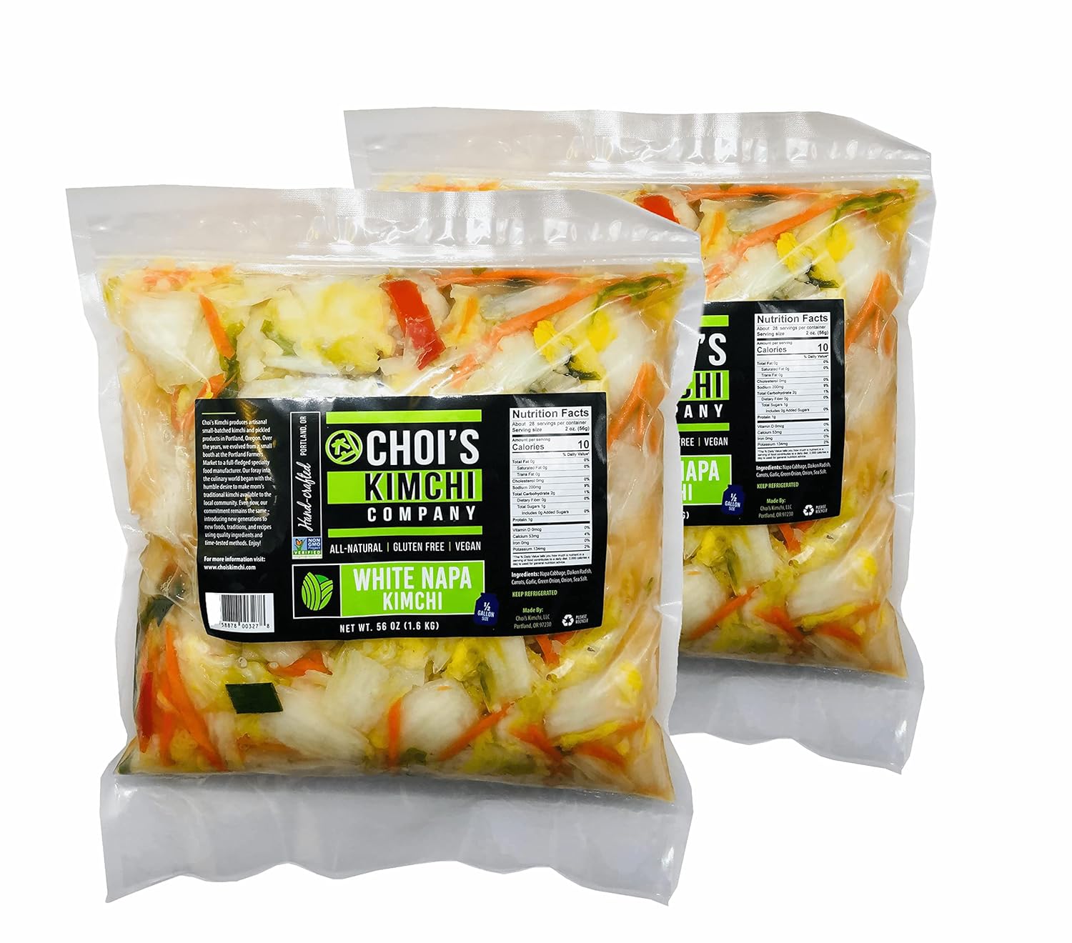 Half Gallon (3.5 lbs.) Spicy Napa Cabbage Kimchi [Vegan, Gluten Free, Non-GMO, Probiotic] by Choi's Kimchi Co. Made in USA.