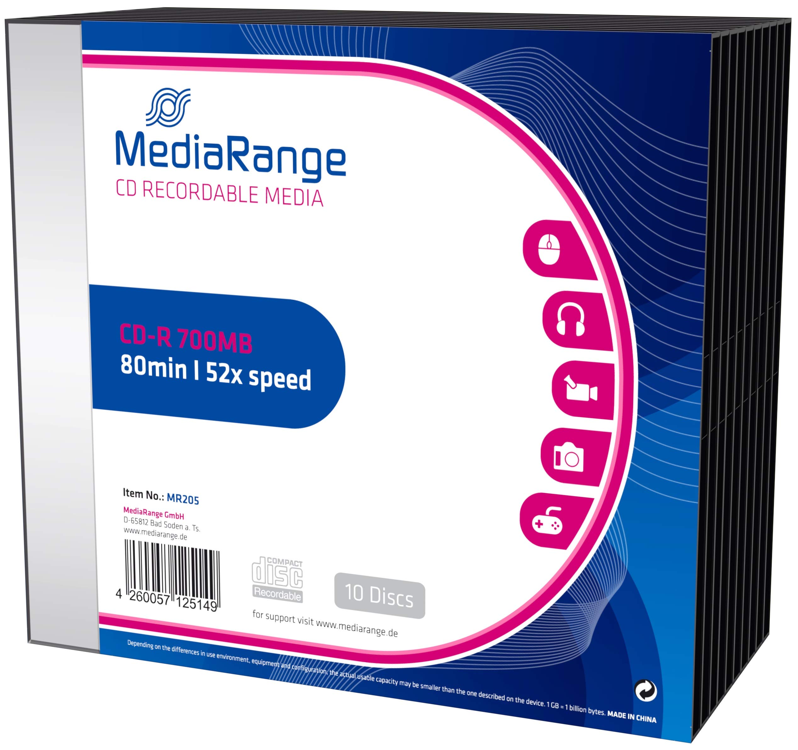 MediaRange MR205 CD-R 700MB 10 Piezas 120mm 80min 52x