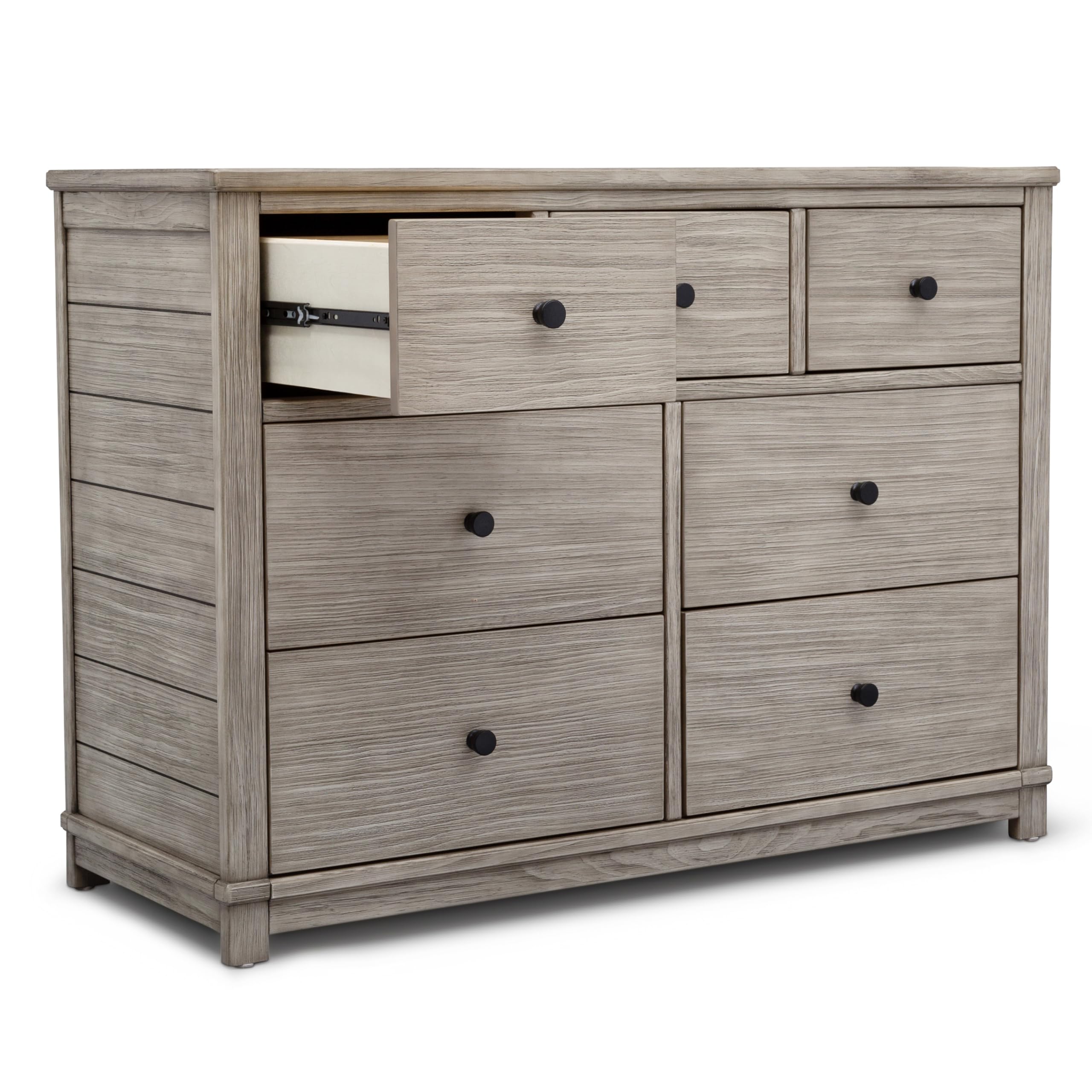 Simmons Kids Monterey 7 Drawer Dresser with Interlocking Drawers, Rustic White