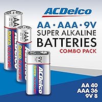 Vista 2 de Powermax ACDelco 84 pilas alcalinas, 40 AA, 36 triples AAA, 8 unidades de 9 voltios, paquete combinado de baterías para el hogar y la oficina