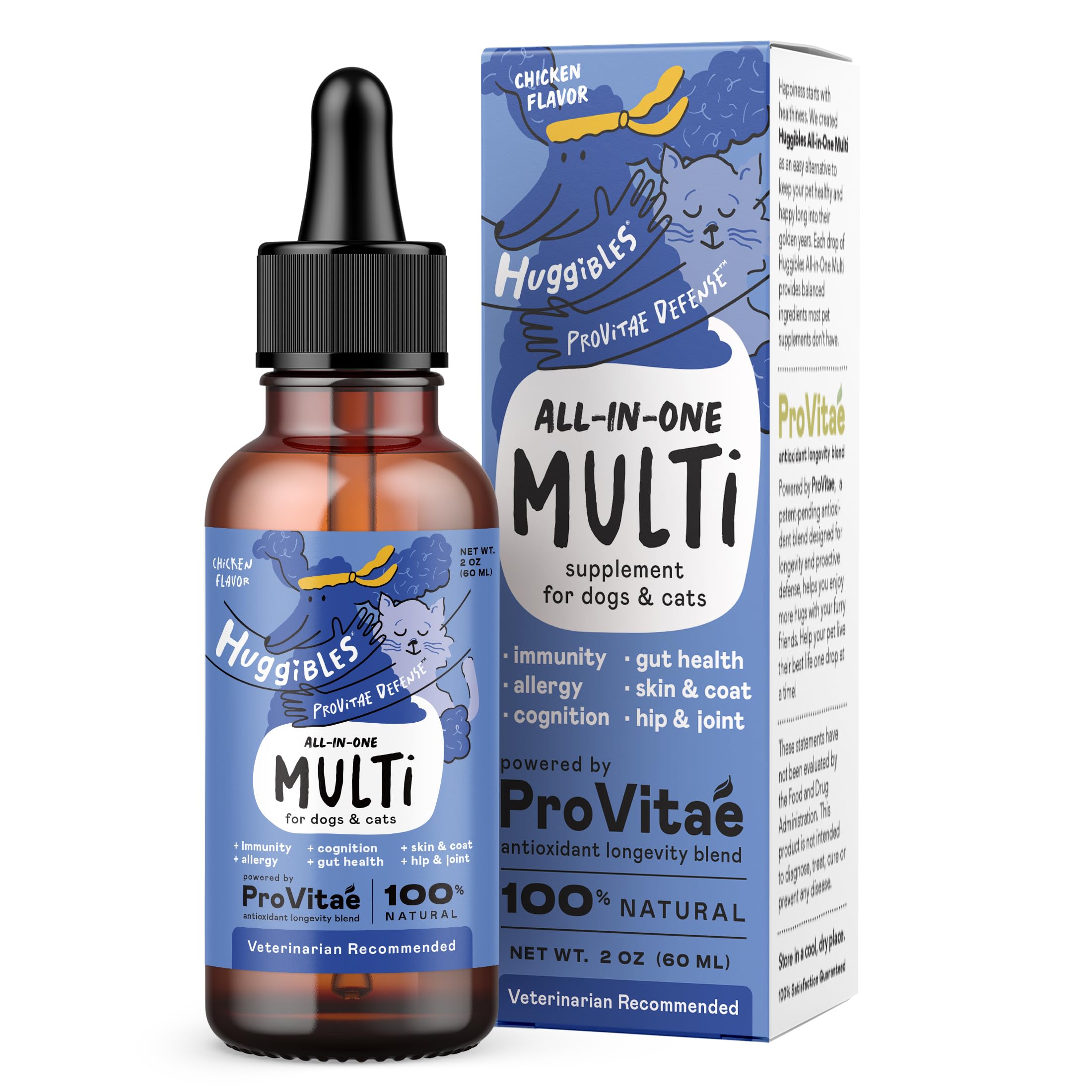 All-in-One Multi Liquid Multivitamin for Dogs and Cats – Daily Supplement with Digestive, Immunity, Allergy & Skin & Coat Support, Mobility Support – Antioxidant Blend for Longevity, 2oz