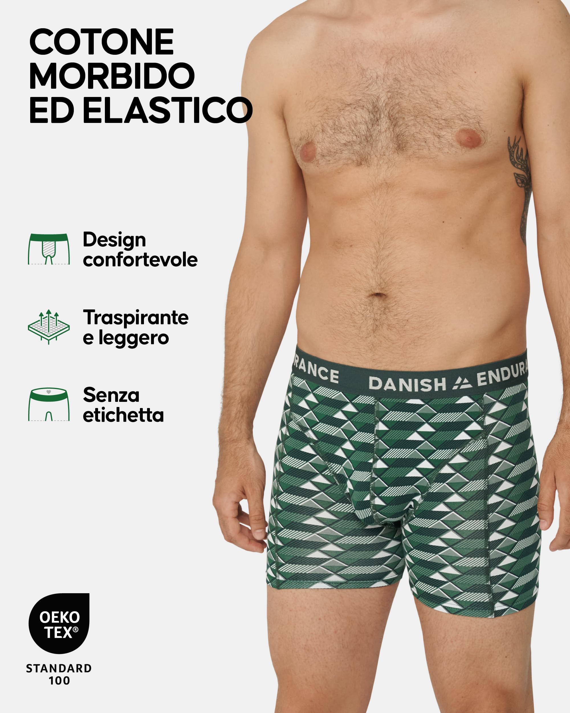 DANISH ENDURANCE Boxer Uomo Cotone Elasticizzato, Boxer a Pantaloncino Comodi e Traspiranti, Cuciture Piatte, con o Senza Patta Frontale, 6 Paia