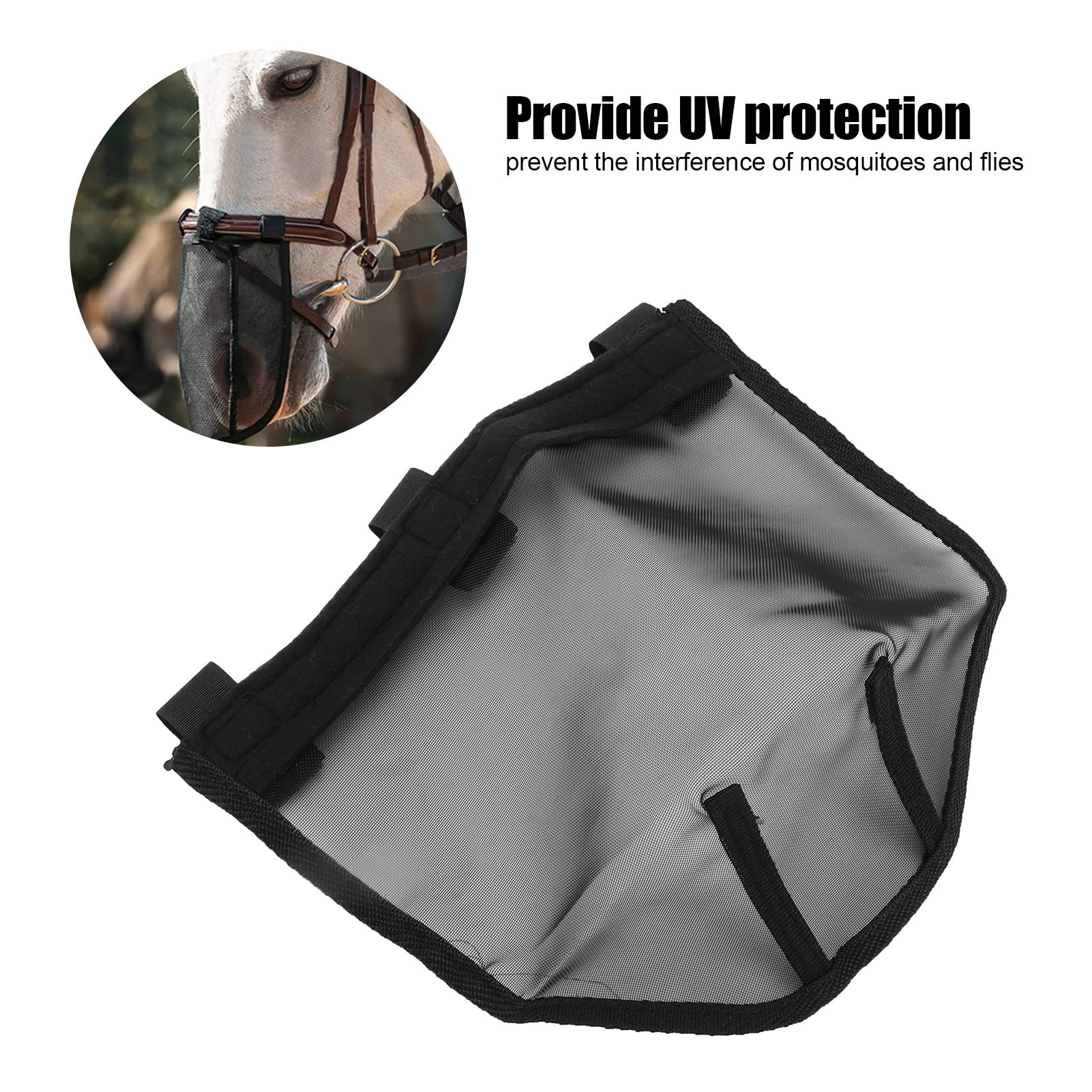 Breathable Horse Nose Cover Teslin Fly Mask Protection Applicable for Outdoor Riding (M)
