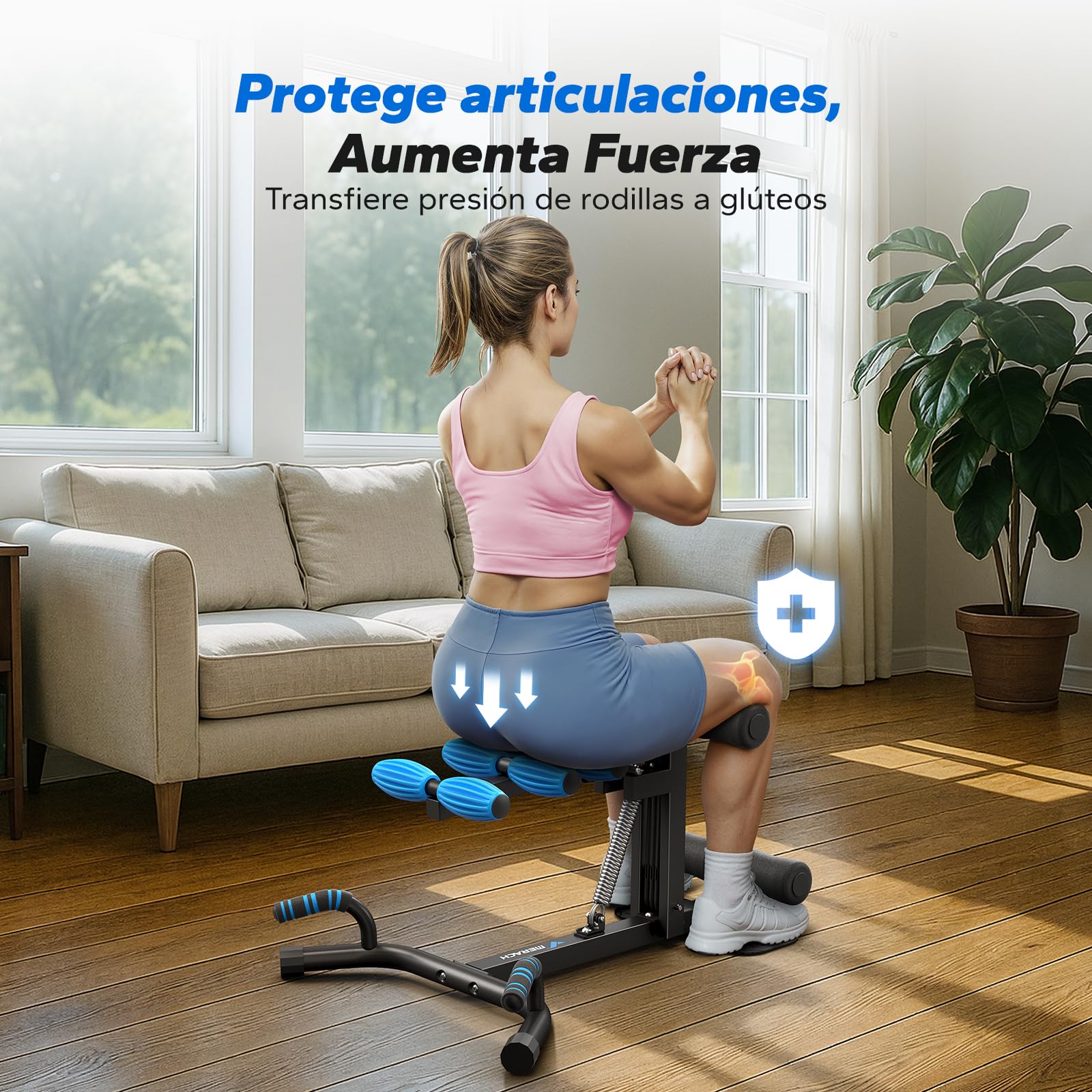 MERACH Squat Machine, Máquina de Sentadillas en Casa con 3 Niveles de Resistencia & MAX de 136 KG, Segura y Fácil de Usar, Entrenador de Sentadillas para Fitness & Tonificación, Recuperación - Negro
