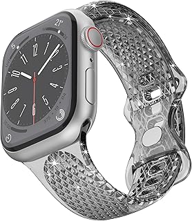 SUIMUMU Pulseira Compatível com Apple Watch Strap 49mm 45mm 44mm 41mm 40mm, Pulseira de Transparente Sport para Iwatch Ultra Série 8 7 6 5 4 SE (#1,44mm/45mm/49mm)