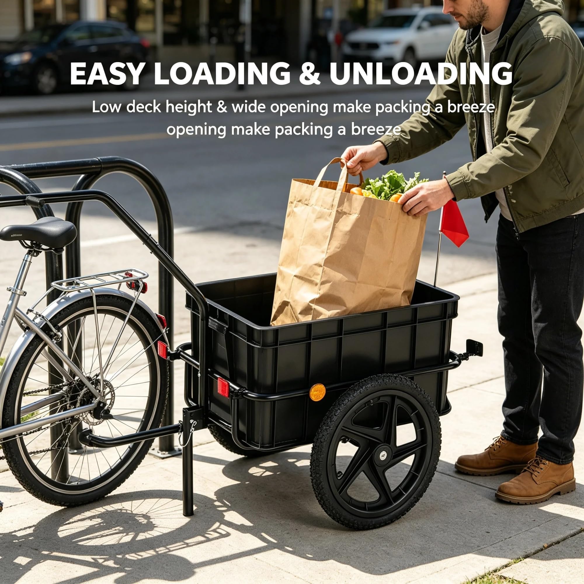 Remorque Cargo Monoroue Tout-Terrain avec Suspension à Ressort pour Vélos Électriques