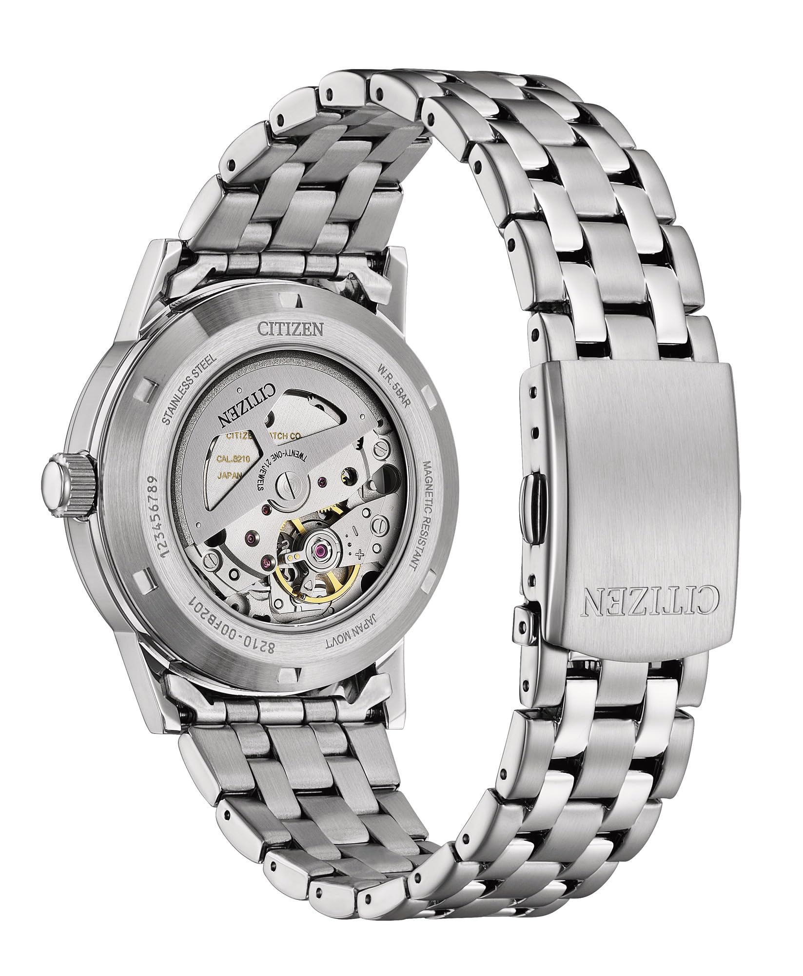 Citizen TSUYOSA Herrenuhr Edelstahl, Weiß, 40 mm, NJ0210-56A | Mechanisch | Handaufzug Nötig | Kristallglas | 5 bar Wasserdicht | 40 Stunden Gangreserve | Edelstahlband