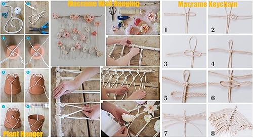 Miniatura 6 de Cuerda de algodón de macramé de 109 yardas de 0.118 pulgadas (0.118 in), 4 hebras trenzadas para envolver colgadores de plantas, tejer, suministros