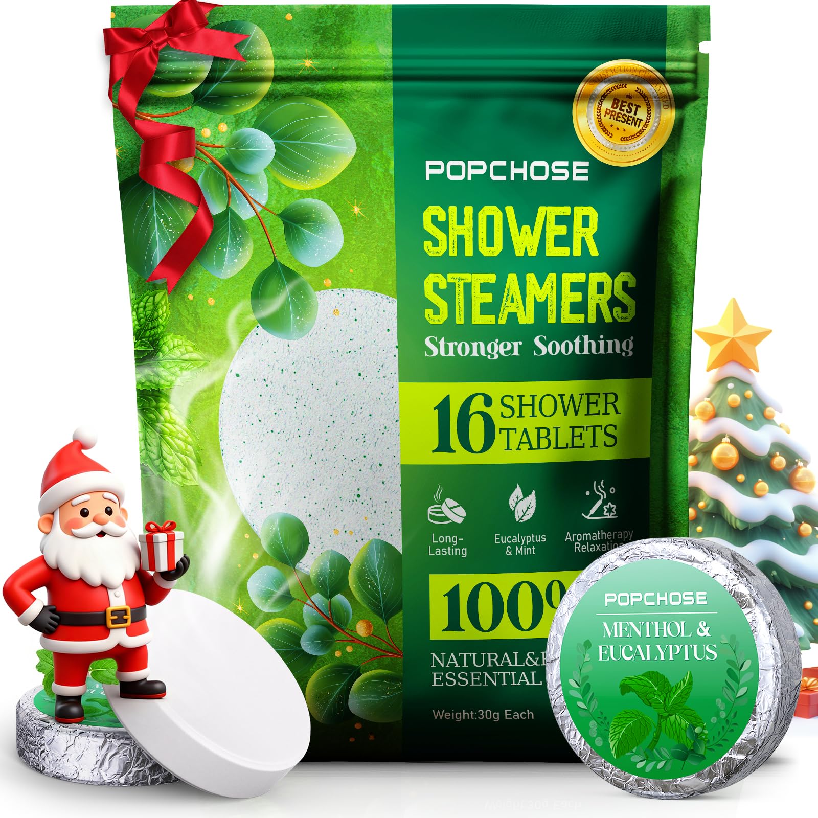 Shower Steamers Aromatherapy POPCHOSE 16 Pack Eucalyptus for Shower, Home SPA & Self Care Relaxation Shower Bombs, Birthday Gifts Stocking Stuffers for Adults Her Mom, Quick Relief Nasal Congestion