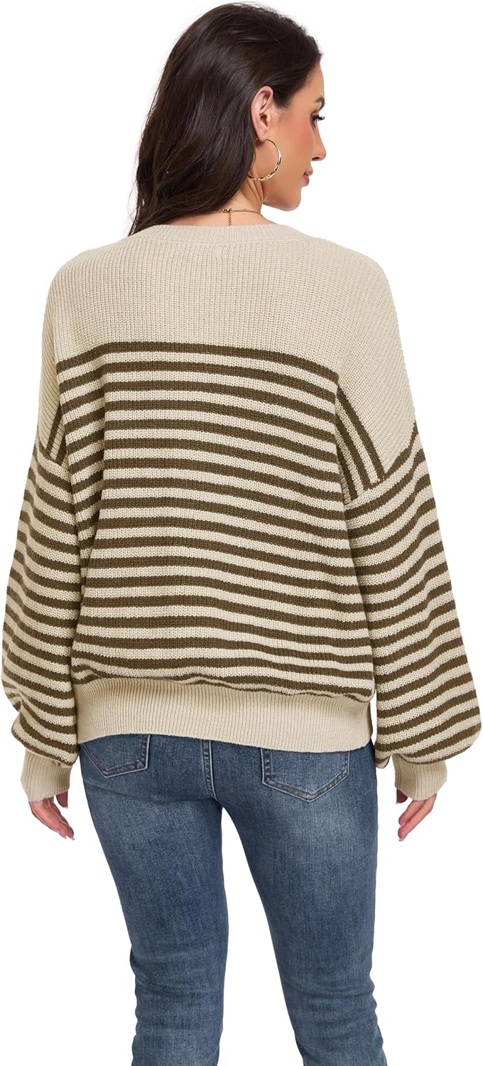 Women Casual Long Sleeve Sweater 2025 Fall Winter Ribbed Knit Pullover Loose Crewneck Sweater Jumper Tops - Image 2