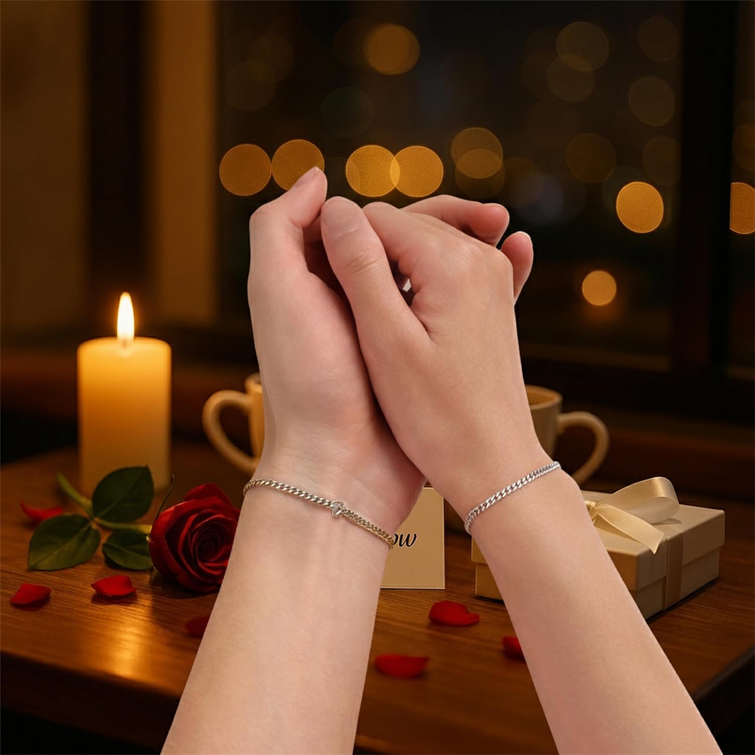 Mother’s Day Gift – Permanent Bracelet Kit with Love Vow Card, 316L Stainless Steel Chain & 925 Silver Heart Clasp, Handcrafted, Ideal for Anniversary & Romantic Date Night