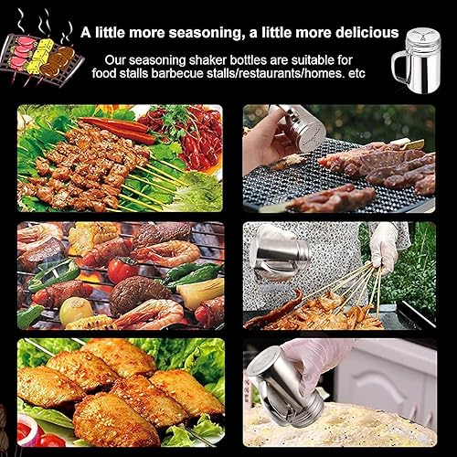 Miniatura 6 de 3 piezas grandes saleros y pimenteros con asa cocina de acero inoxidable para salero botella de condimento dispensador de especias seco con agujeros