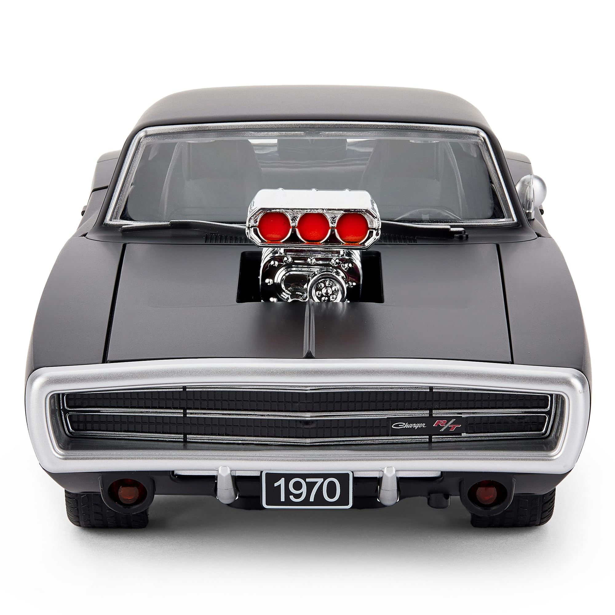 RC 1970 Dodge Charger RT, sous licence officielle, échelle 1:16, télécommande avec effets sonores, lumières LED, suspension indépendante, intérieur détaillé - Noir