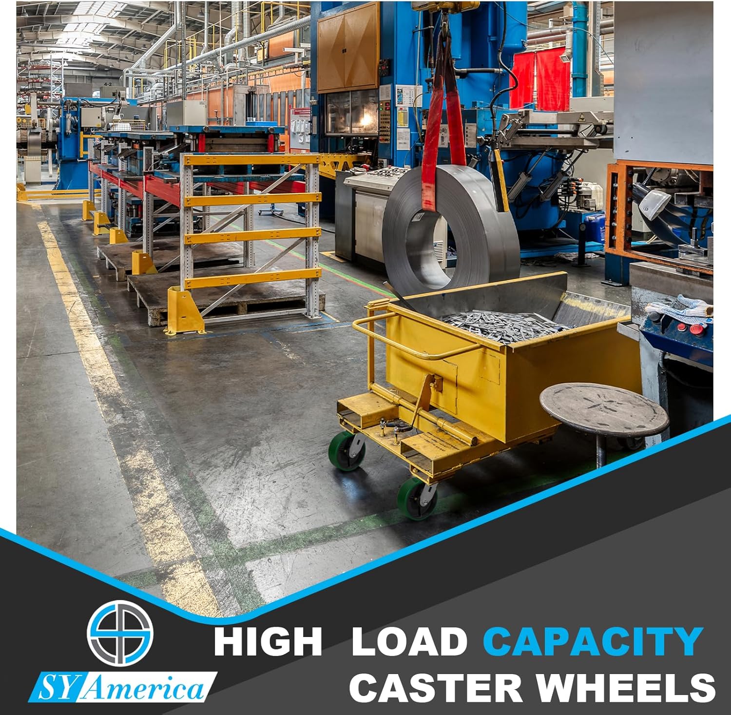 SY America 4" x 2" Heavy Duty Casters Wheels - Industrial Caster Wheels,Roller Bearings,Green Polyurethane Caster Wheel with Strong Load-Bearing Capacity 3200 LB -Set of 4, Widely Used in Tool Box