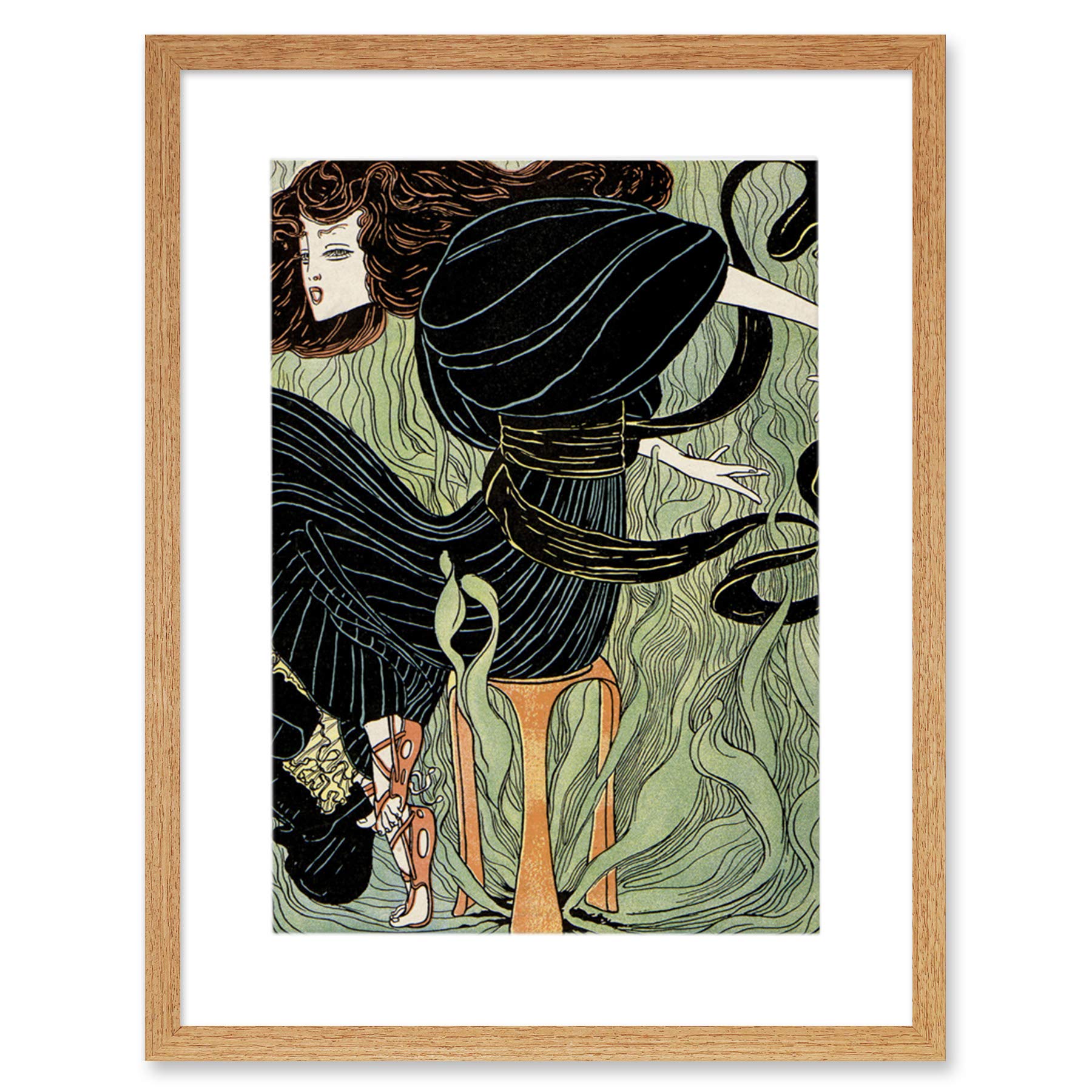 Wee Blue Coo Magazine Cover Jugend Abstract Woman Artwork Framed Wall Art Print 12X16 Inch