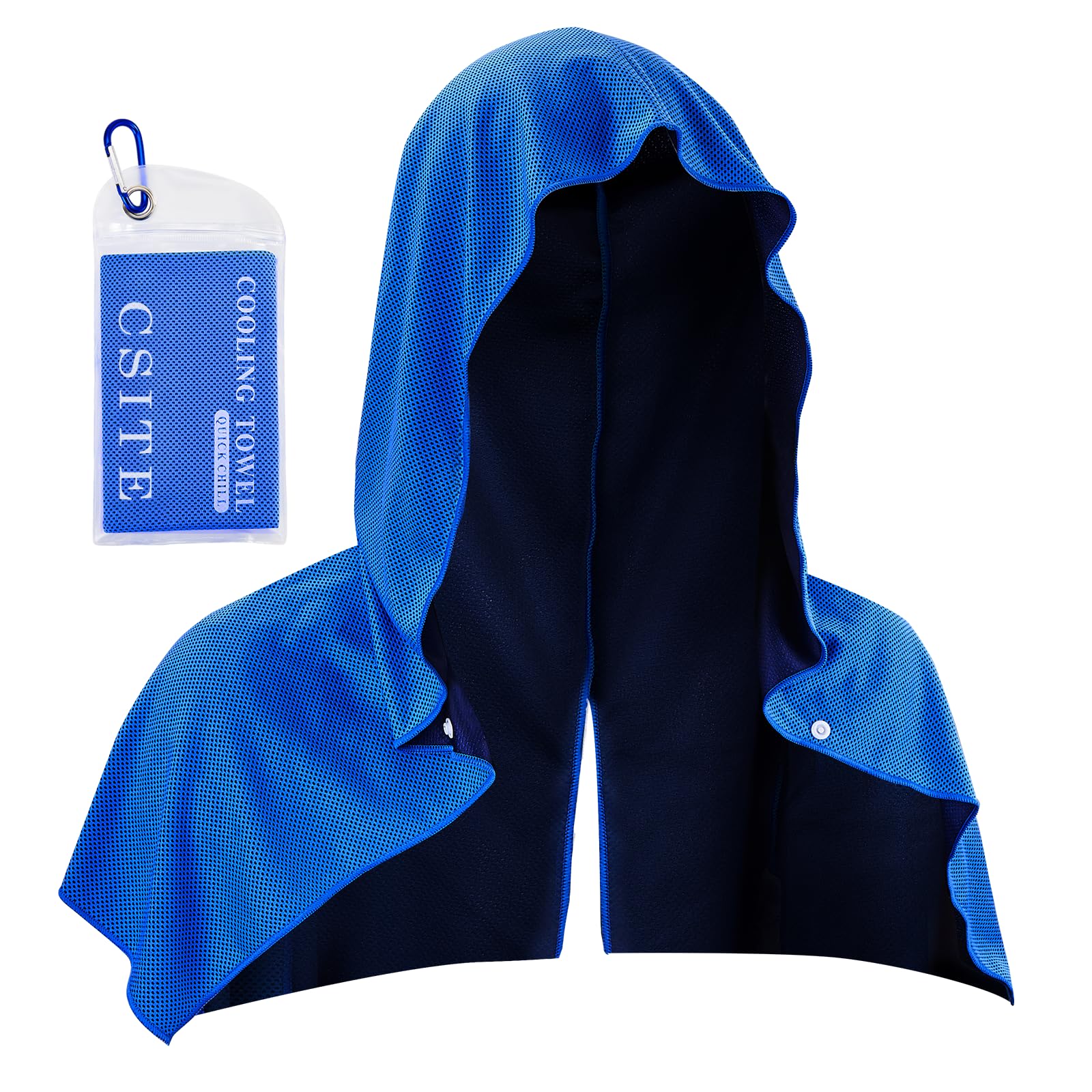 Cooling Hoodie Towels, Instant Cooling Towels for Neck and Face, UPF 50 Sun Protection, Ice Towel for Hot Weather, Head Towel for Sports, Camping, Cycling & More Activities