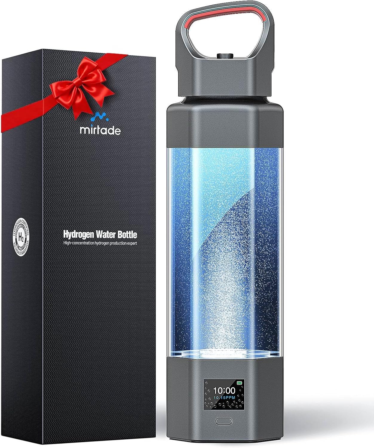 Hydrogen Water Bottle Generator,Up to 10000+ PPB Hydrogen Bottle Water Ionizer with SPE/PEM Technology,12 OZ Food-Grade PC Hydro Water Machine,SGS-Certified Molecular Generator for Sports/Home