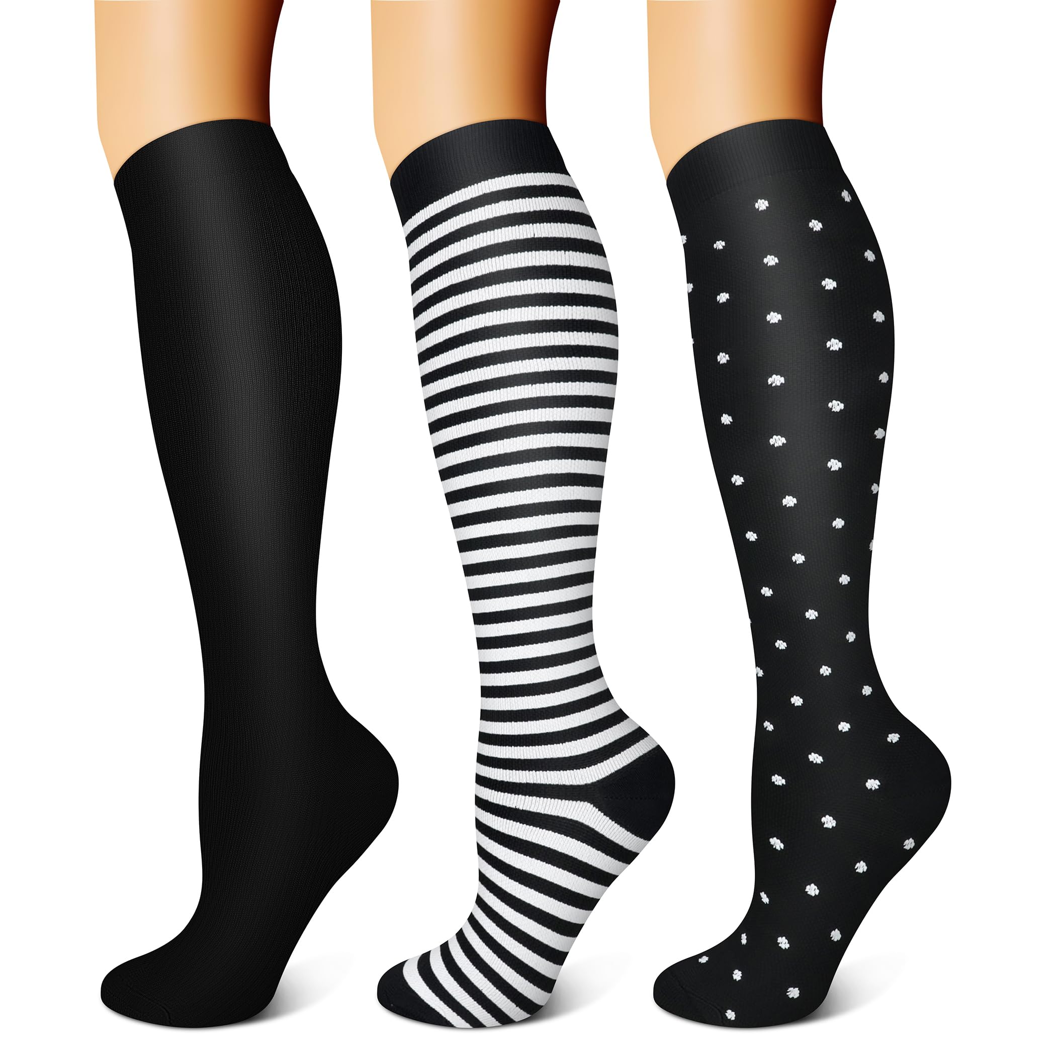 FEYHAY Copper Compression Socks (3 Pairs) 15-20 mmHg Circulation is Best Athletic &amp; Daily for Men &amp; Women, Running, Climbing