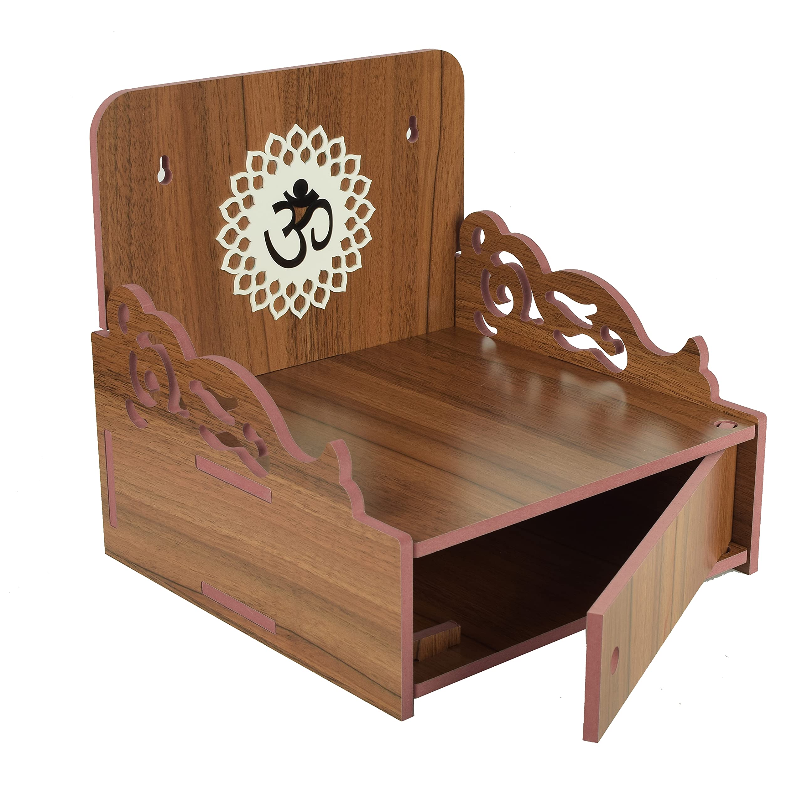 Comert Enterprise Handmade Beautiful Wooden Temple/ Home Temple/Puja Mandir/Wall Hanging and Table Top Home Mandir Temple /Home Art & Craft Engineered Wood Home Wall Temple (Brown) 1