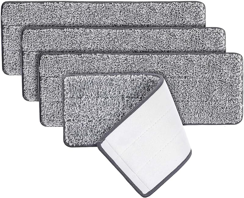 Microfiber Cleaning Pads for Wet/Dry Cleaning, AYOTEE Washable Microfiber Mop Replacement Pads Compatible with AYOTEE Microfiber Mops for Floor Cleaning System and Kitchen Home Scrubbing- 4 Pack