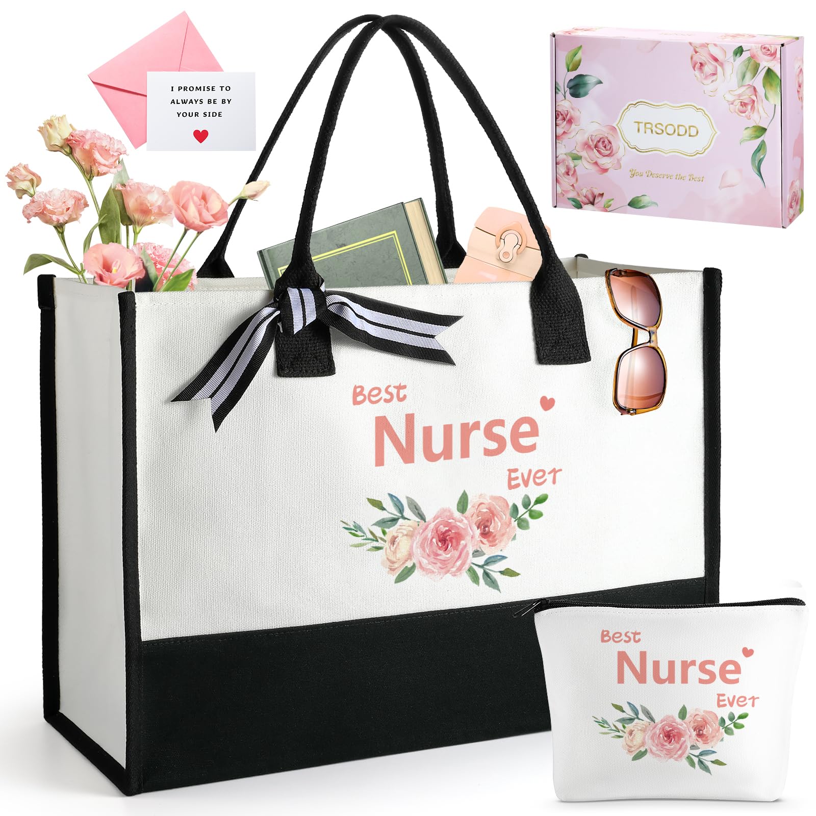 Birthday Gifts for Women Mothers Day Gifts for Mom Wife Grandma Daughter Sister Friends Female Tote Bag and Makeup Bag Set