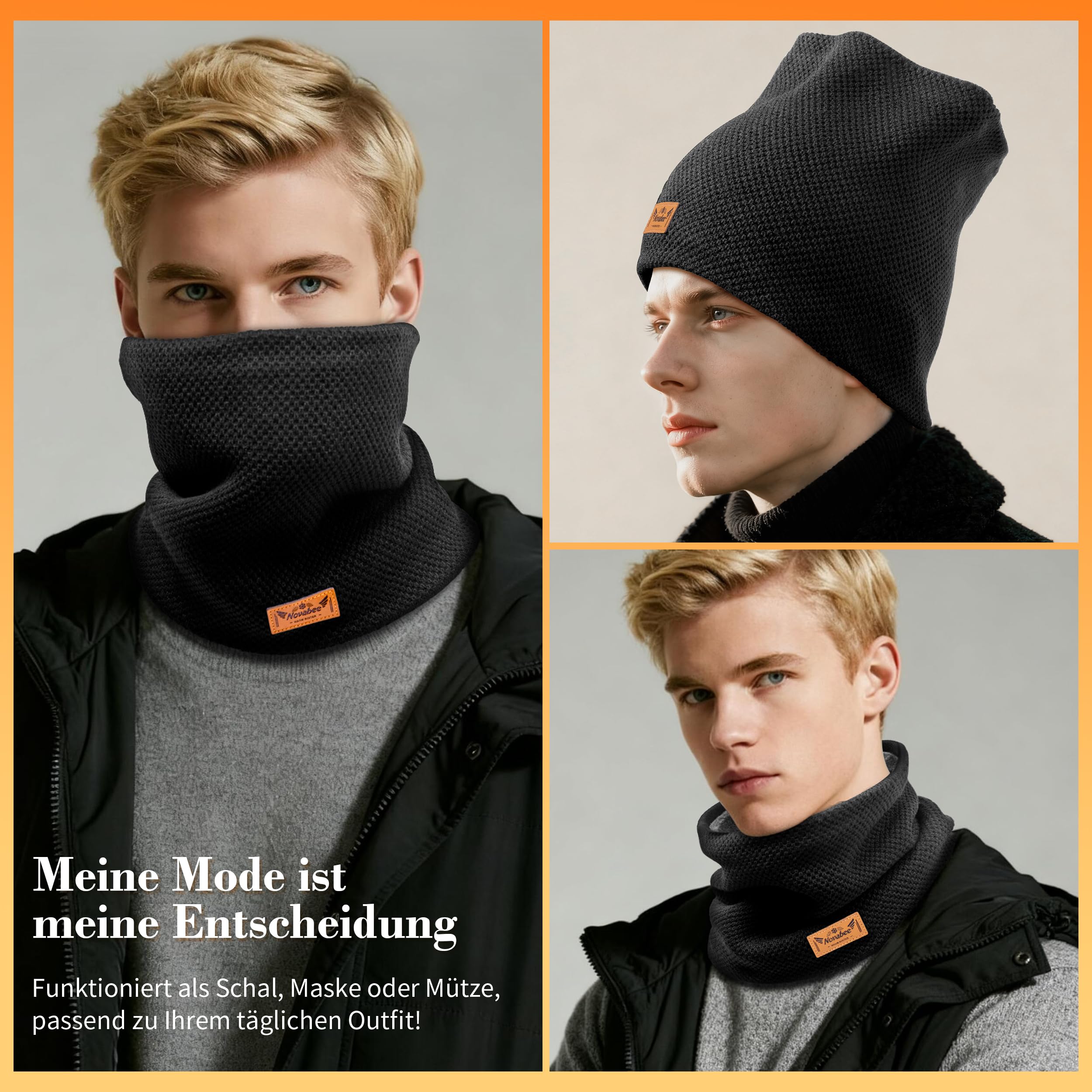 Schlauchschal Herren, Geschenke für Männer & Frauen Weihnachten, mit Verdickt und Weichem Gefüttert Loop Winterschal, Halsmaske, Winddicht und Warm, für Motorrad, Fahrrad, Ski, Outdoor Aktivitäten