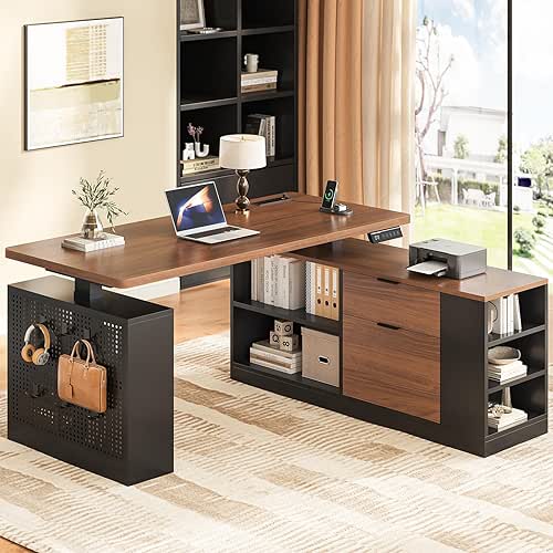 UPOSOJA L Shaped Standing Desk Adjustable Height, 53" Electric Office