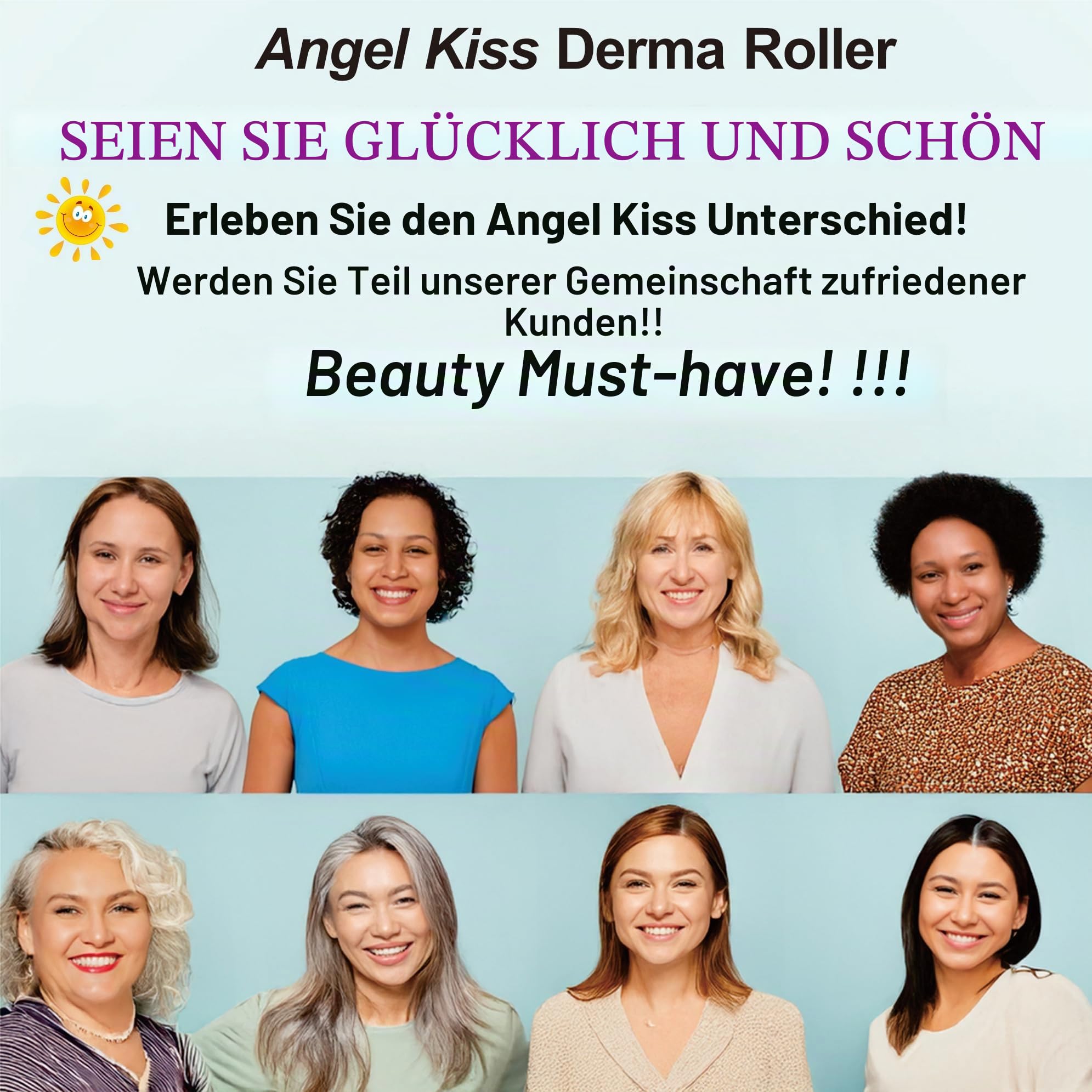 Angel Kiss Derma roller 0,5-192 ECHTE NADELN, Professionelles Microneedling Roller für Hautpflege für Mann Frau zuhause, Bartroller Needling Roller für kopfhaut Haare Gesicht &Körper