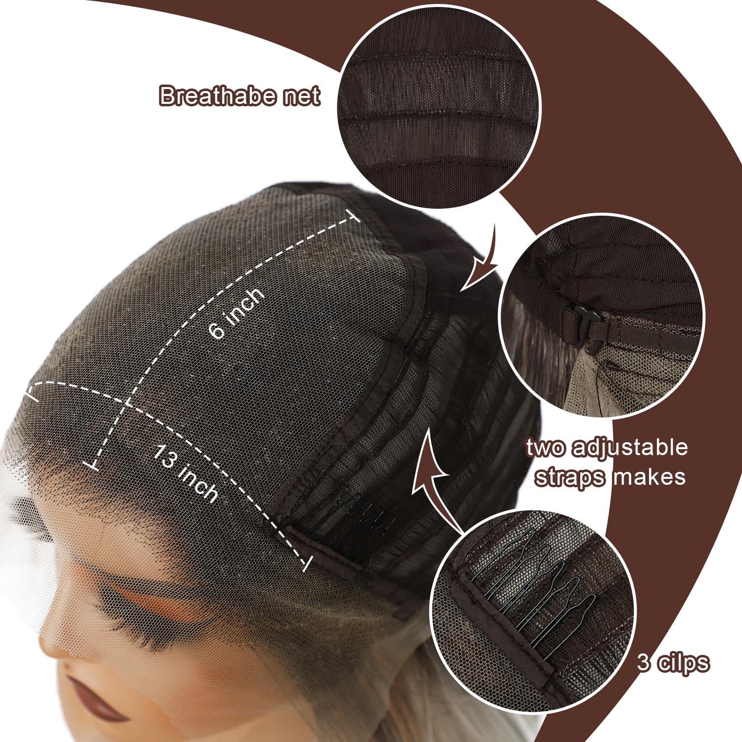 SOMIARIK Platinum Blonde Lace Front Wigs for Women 13x6 Brown Highlight with Dark Roots Synthetic Lace Front Straight Wigs Pre plucked with Natural Hairline for Daily Use 26 Inches - Image 3