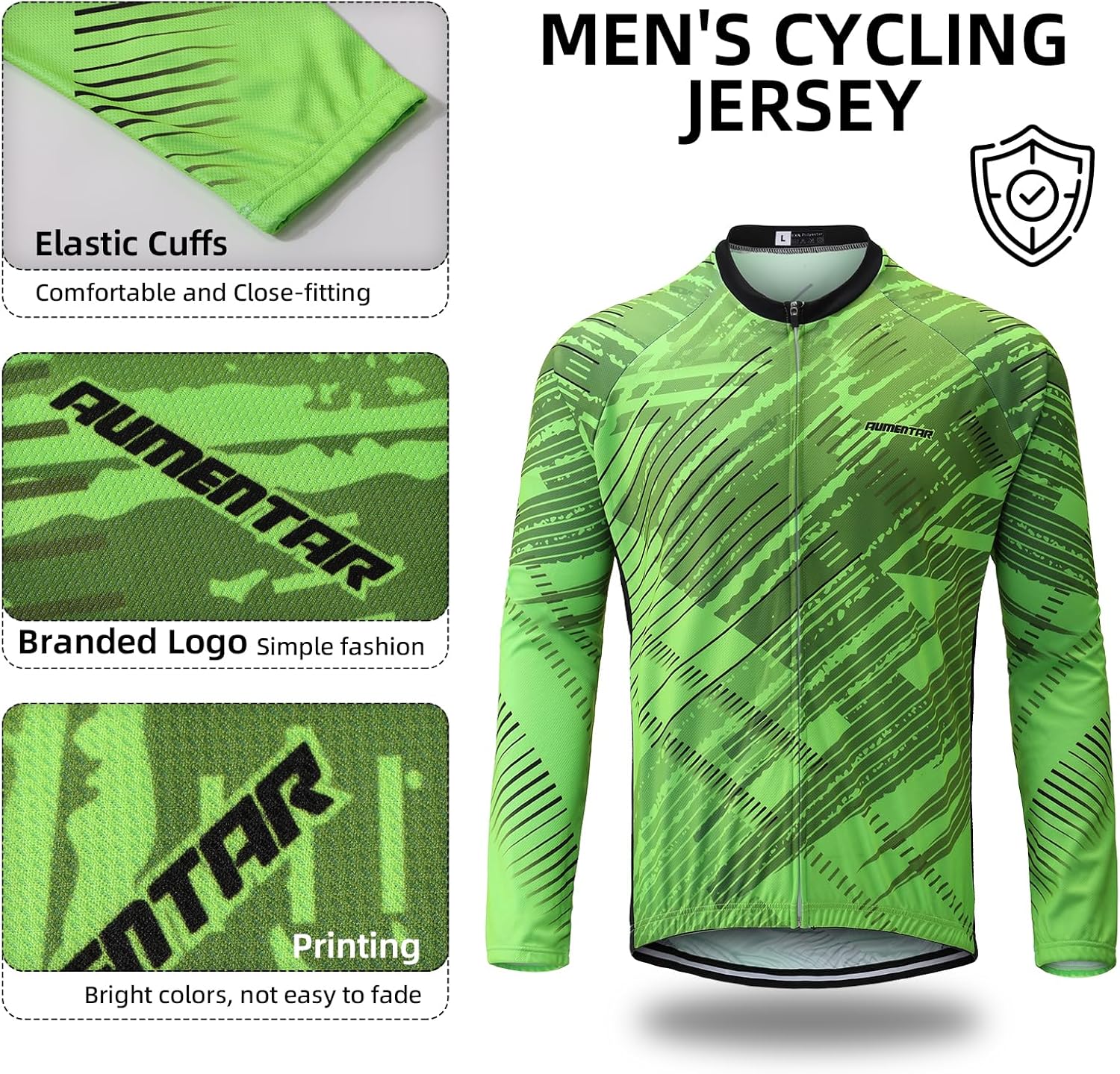 Men's Cycling Bike Jersey Long Sleeve - Moisture Wicking, Breathable, Quick Dry Biking Shirt Full Zipper - Image 3