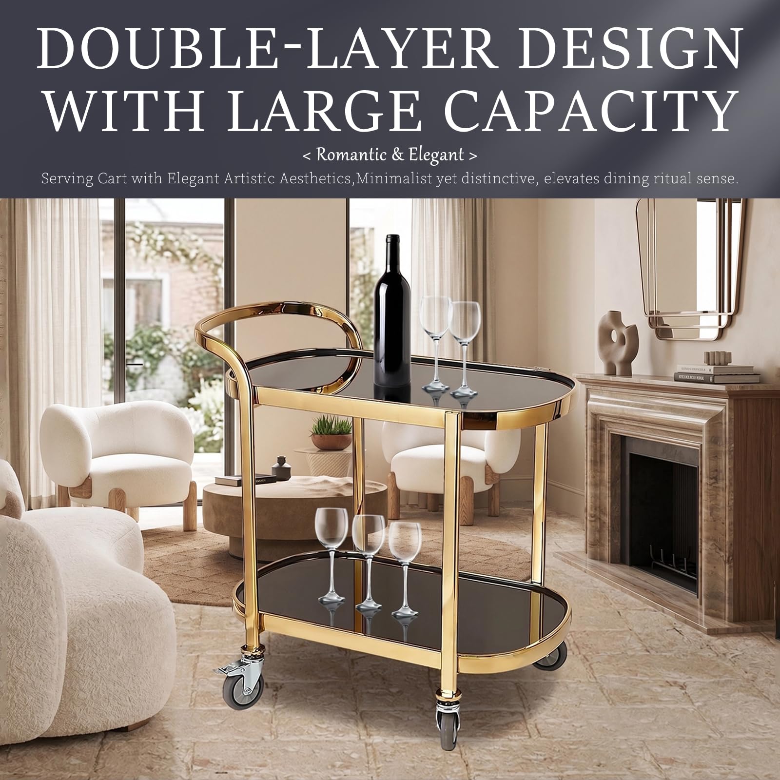 Carrello mobile da cucina con ruote bloccabili, in acciaio inox, per casa, bar, soggiorno, cucina, hotel