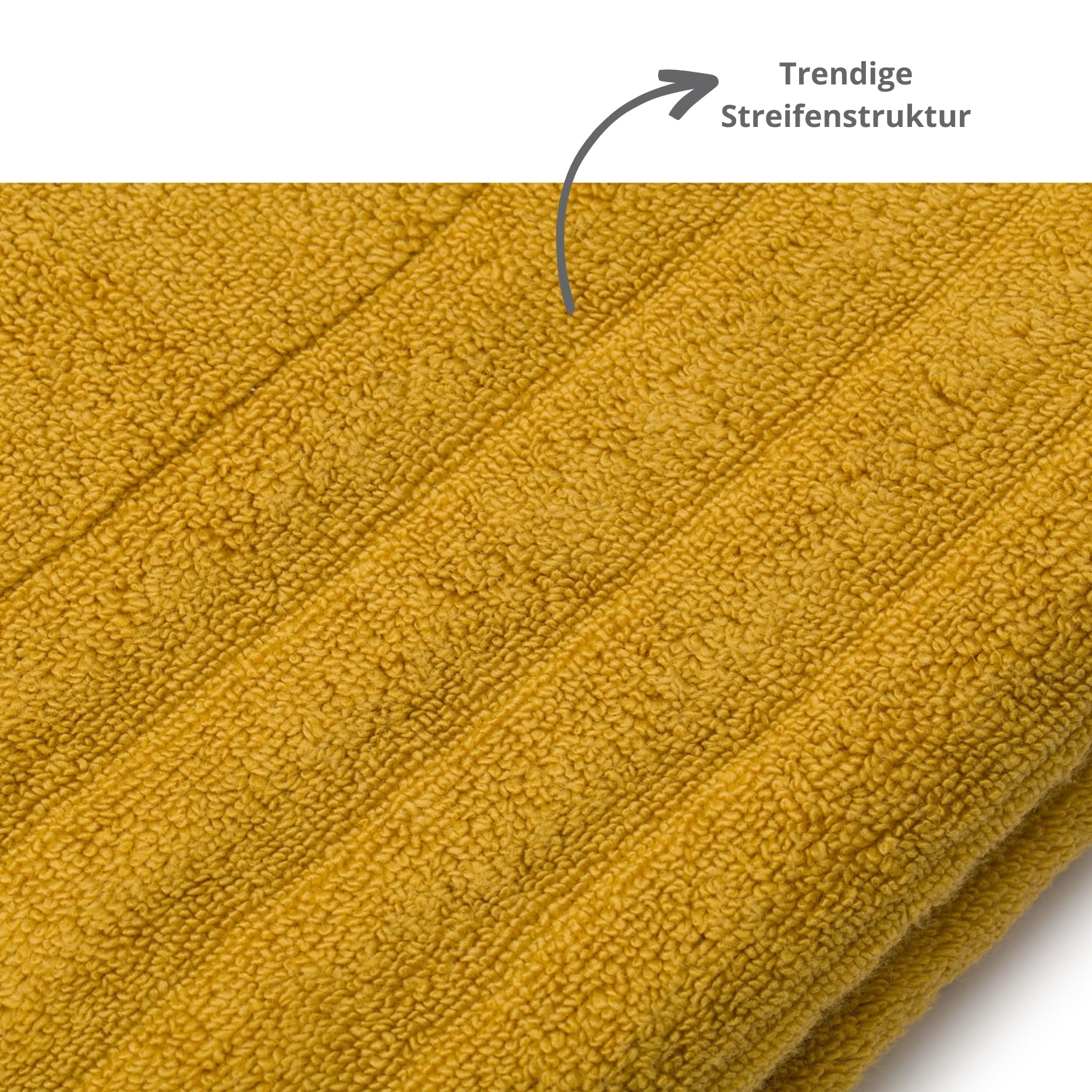 liebling Badetuch Luxus Bio Baumwolle, Serie Marseille, 770 gr. / m², 100 x 150 cm, Ökotex, 60 Grad, saugstark, schnelltrocknend, Farbe: senf