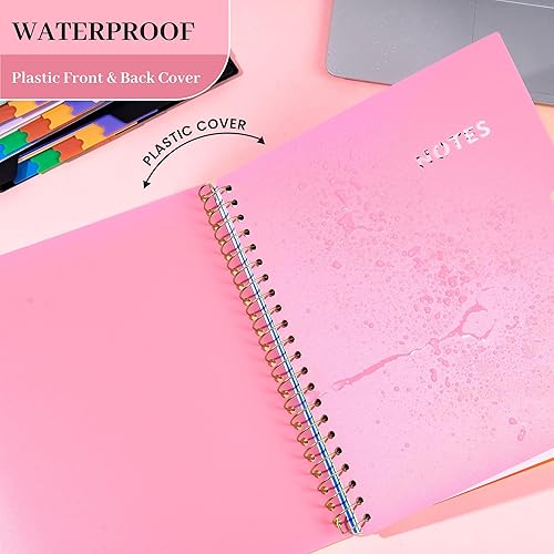 Miniatura 18 de CAGIE Cuadernos de espiral para trabajo escolar con pestañas divisoras extraíbles, 8.5 x 11 pulgadas, cuaderno de 5 materias a rayas universitarias