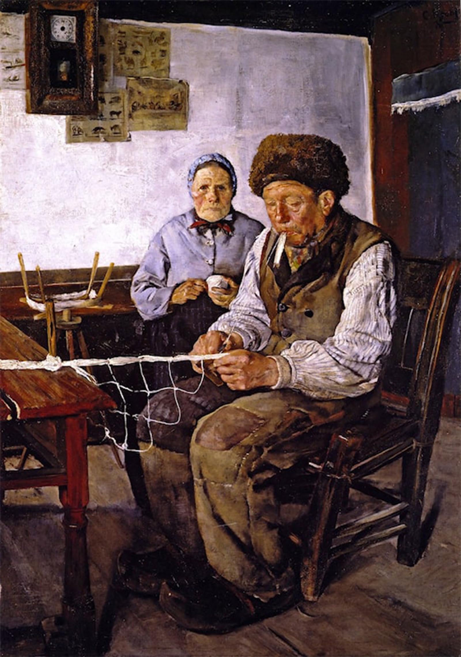 ARTXLXXBN Famous Prints Artwork Pictures Poster Painting Art the Net Mender by Christian Krohg Artwork Landscape Pictures for Home Decor 60x90cm