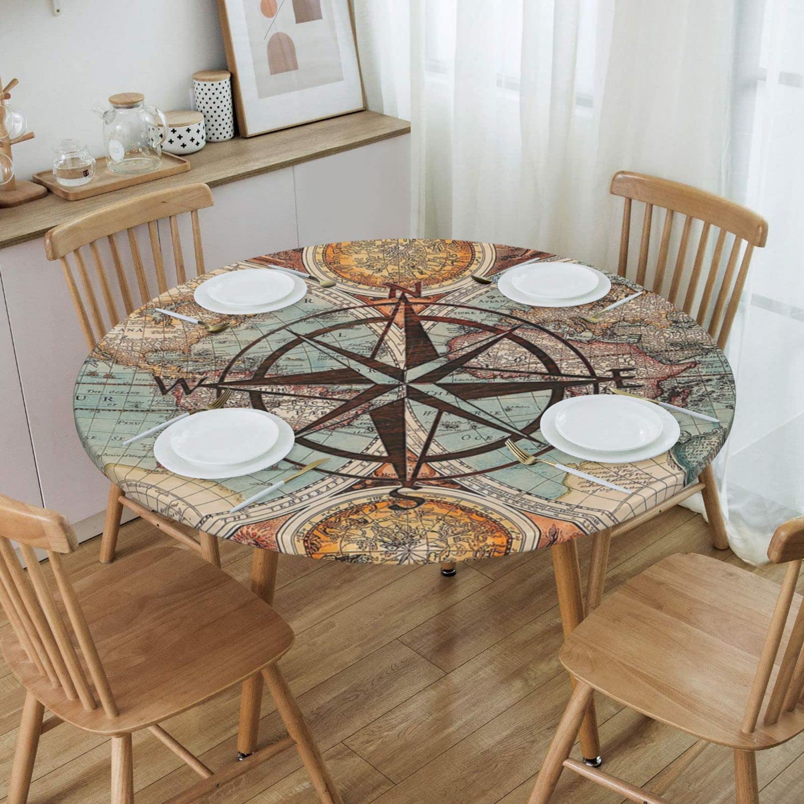 Nappe Nautique Ovale élastique, Motif Abstrait, Coquillages