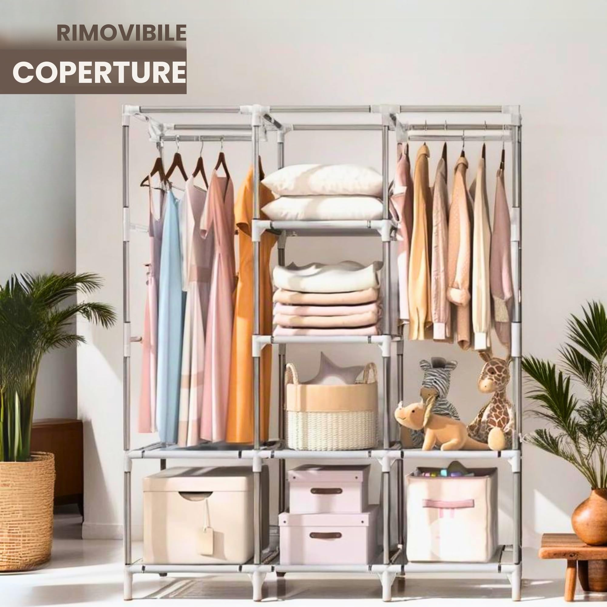 MAGIC SELECT Armadio Portatile in Tela, Portatili Armadio Guardaroba Pieghevole, per Riporre gli Oggetti Impermeabile, Guardaroba Organizzatore per Casa, Camera da Letto e Soggiorno. (150×170×45 cm)