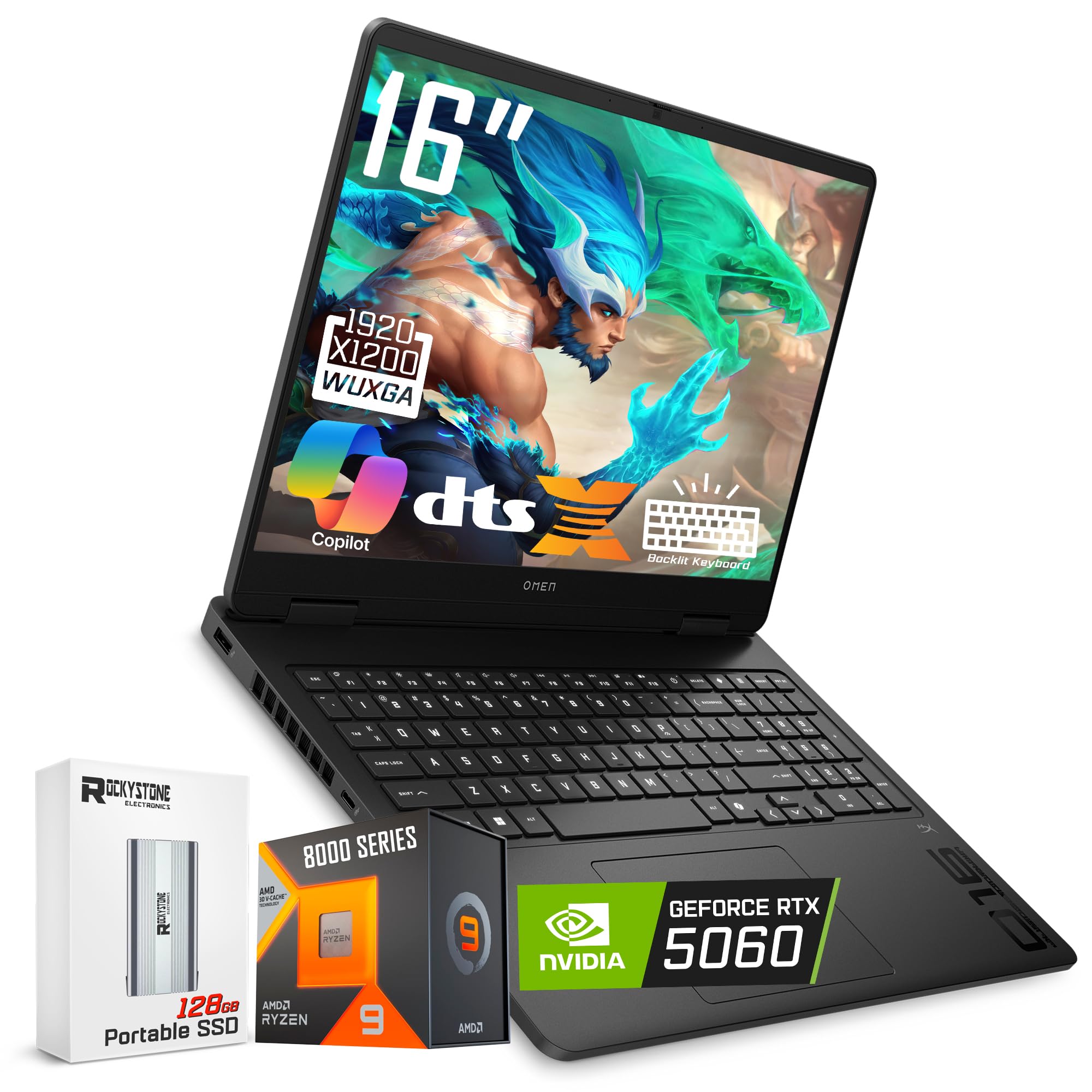 HP OMEN 16 Gaming Laptop 16 FHD 144Hz Display AMD Ryzen 9 8940HX NVIDIA RTX 5060 8GB Windows 11 Black (Consumix Mouse Pad + Office 365) (Windows 11 Home | Ryzen 9 8940HX, 32GB RAM + 2TB SSD) 32GB RAM + 2TB SSD Windows 11 Home | Ryzen 9 8940HX